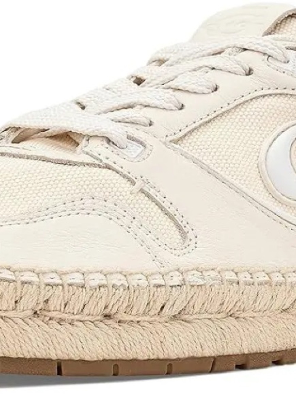 Coach Cream Espadrille-Trim Lace-Up Sneakers